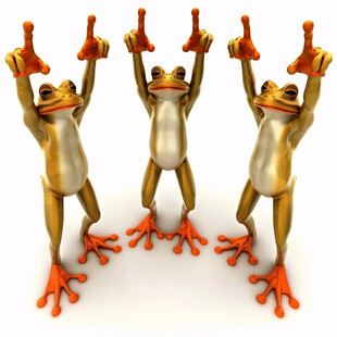 双手掐腰的青蛙形象