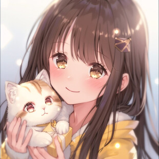 抱猫少女