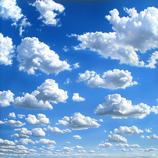 蓝天云海立体画