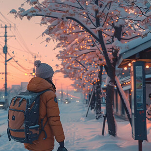 雪天冬天雪景下雪