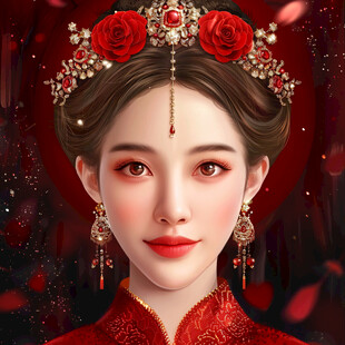 中式新娘插画
