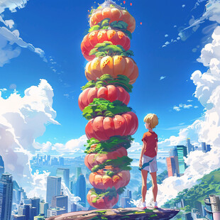 卡子门广场世纪塔插画