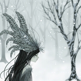 手绘鹰森林时尚插画