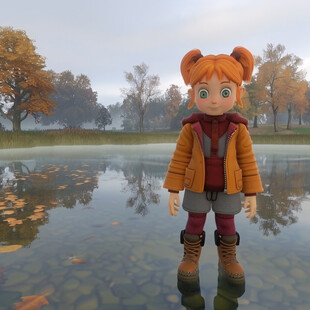 秋游的好小女孩插画