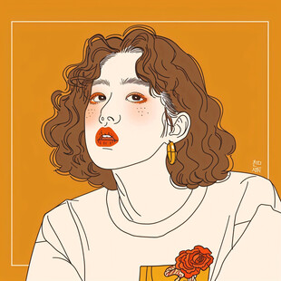 潮流插画美女人物插画