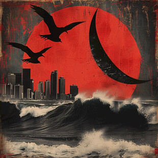 海啸和潮汐背景墙