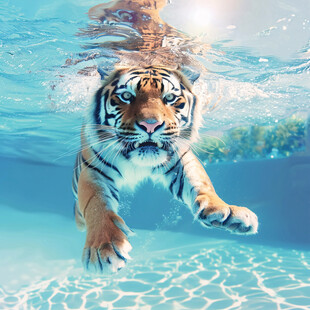 东北虎游泳