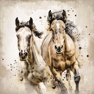 两匹马背景素材