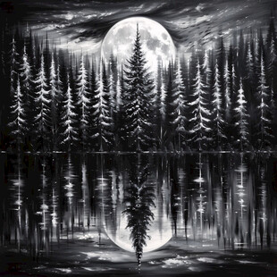 月色夜色梦幻森林背景