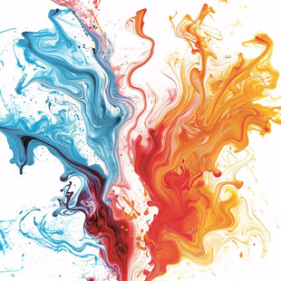 融合流动红蓝油漆背景