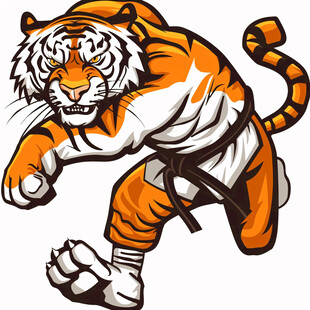 手绘运动的老虎