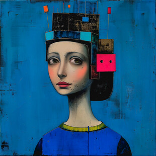 人脸色块拼接装饰画