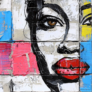 人脸色块拼接装饰画