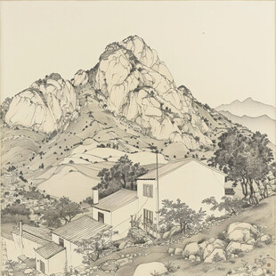 山村民居插画