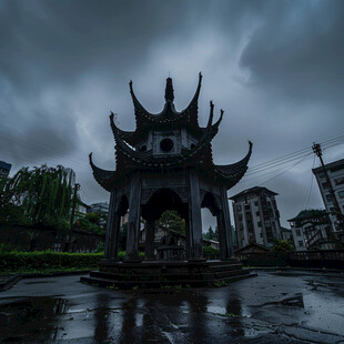 雨天功德牌坊