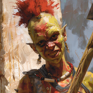 印第安人物油画