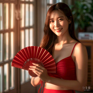 拿扇子美女