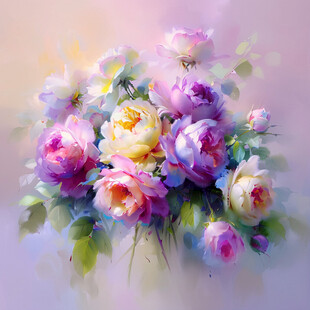 立体手绘牡丹花卉