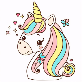 卡通可爱小独角兽点赞