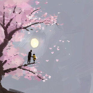 浪漫情侣插画背景