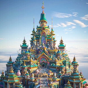 一座装饰华丽的奇幻宫殿