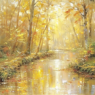 秋天美景秋天森林画