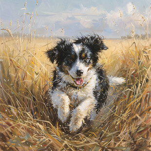 漂亮的狗狗油画