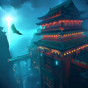 宫殿楼阁仙境仙人大殿