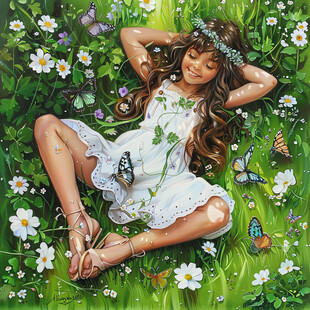 女人蝴蝶树叶绿瘦