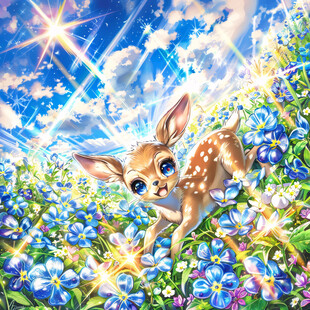 卡通唯美梦幻鹿