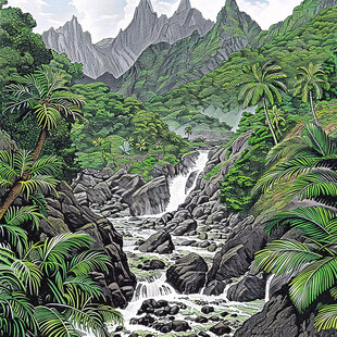 手绘热雨林