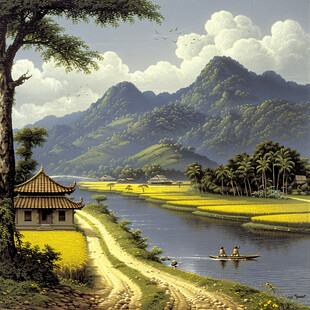 插画山水风景