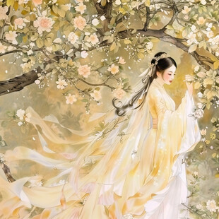 宫廷美女仕女图杏花