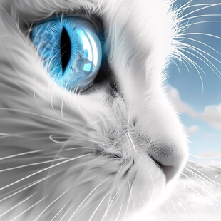 手绘大眼萌猫咪装饰画