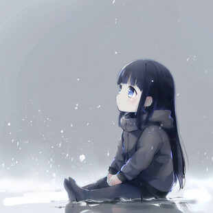 孤单的小女孩插画