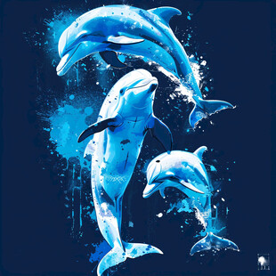 手绘海豚形象