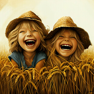 可爱小农夫拿着麦穗