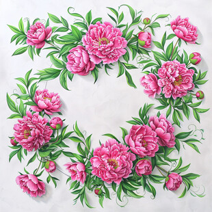 立体手绘牡丹花卉