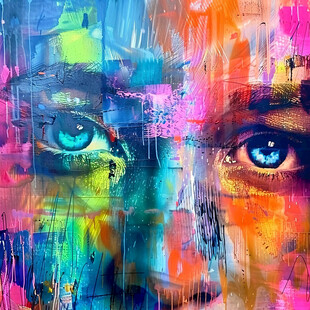 人脸色块拼接装饰画