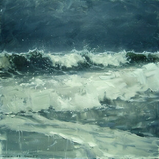 海浪水粉画