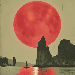 观山赏月红日东方元素