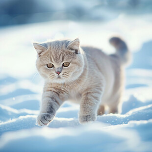 雪地上的猫咪