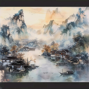 山水画风景画江南水乡