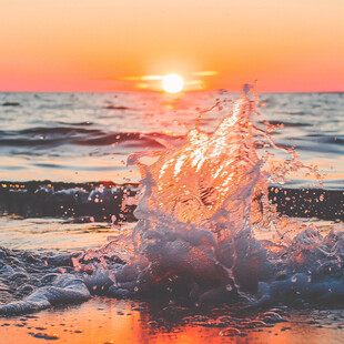 海边夕阳落日风景冰凌