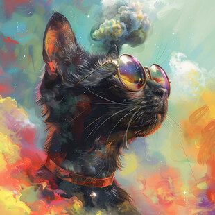 戴着蒸汽朋克护目镜的猫