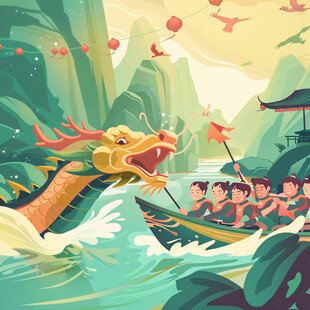 龙舟赛插画