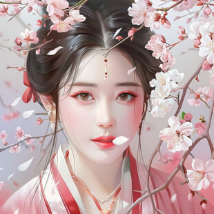 桃花美人插画
