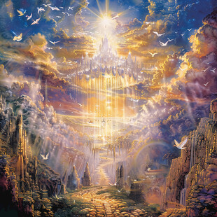 天界晓钟风景插画