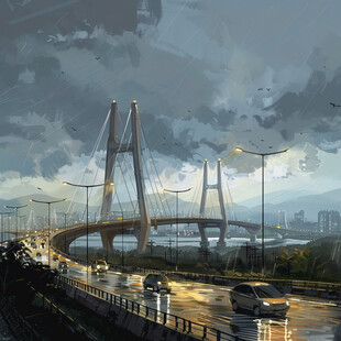 金风大桥插画