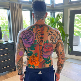 老虎武士纹身图案